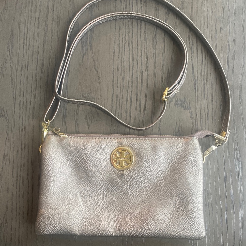 Tory Burch gold slouch crossbody bag